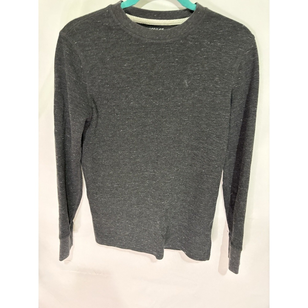 American Eagle Mens AE Super Soft Long Sleeve Thermal Tee Tshirt Charcoal XS